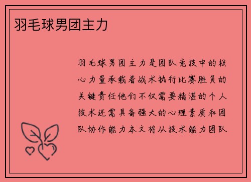 羽毛球男团主力
