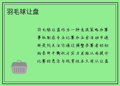 羽毛球让盘